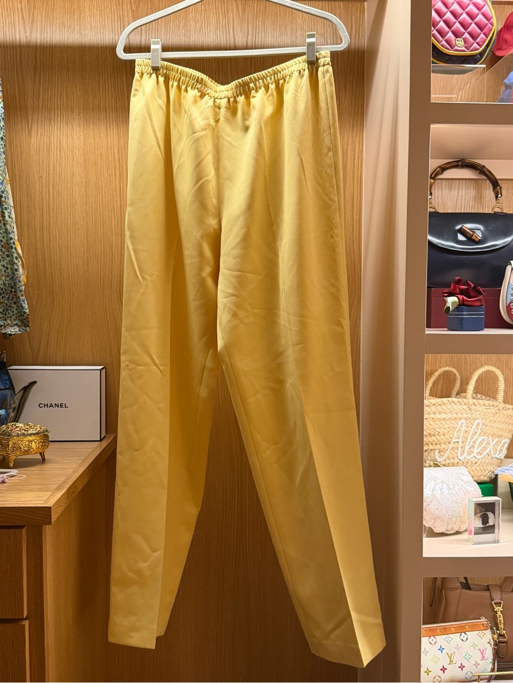 Yellow Elastic Waist Pants